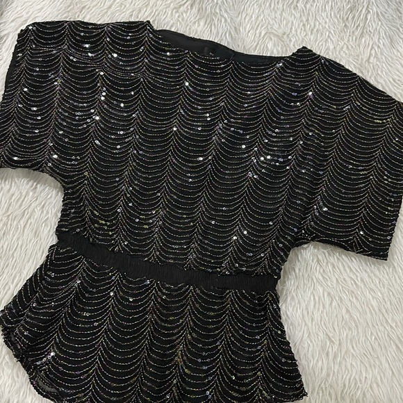 Miss me couture black sparkling sequins top size small - Picture 2 of 6